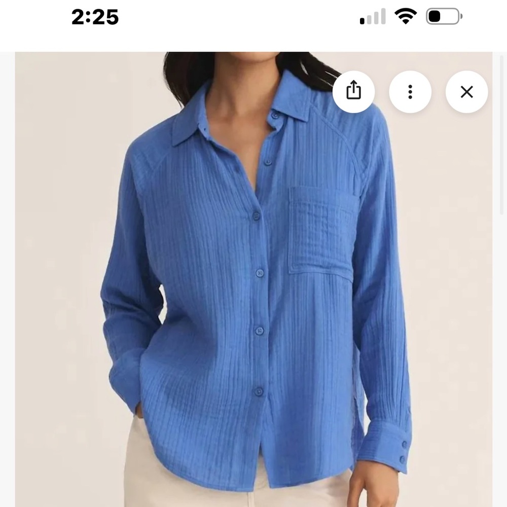 Z Supply Blue Gauze Button up Shirt